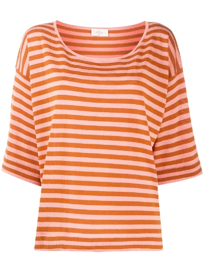 Altea Oversized Striped T-shirt In Pink