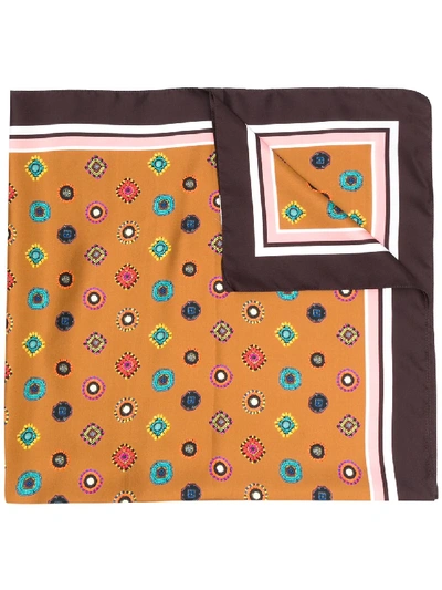 Altea Geometric-pattern Silk Scarf In Brown