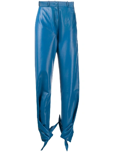 Materiel Tied-hem High-rise Coated Trousers In Blue