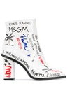 MSGM GRAFFITI PRINT ANKLE BOOTS