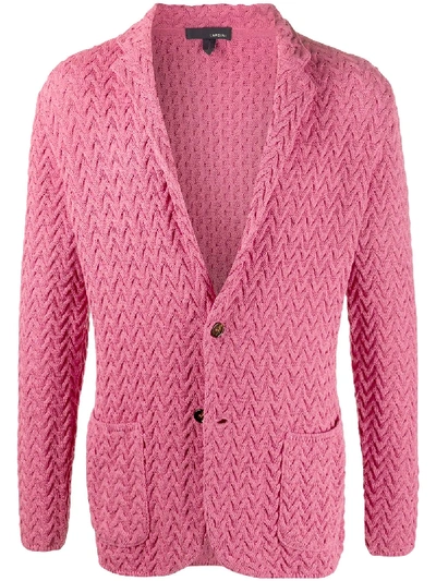 Lardini Textured Knit Blazer In Pink