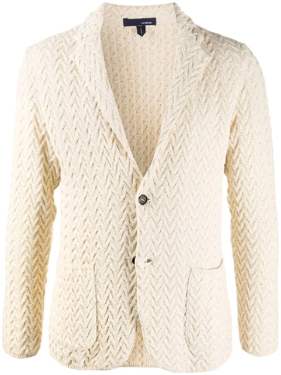 Lardini Textured Knit Blazer In Neutrals