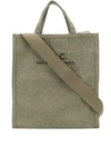 Apc Logo Cotton Tote Bag In Green