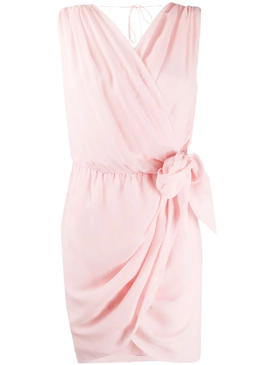 Redemption Sleeveless Draped Wrap Dress In Pink
