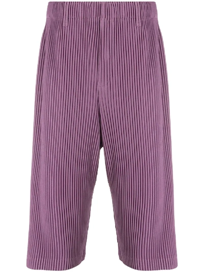 Issey Miyake Pleated Cropped Trousers In Purple