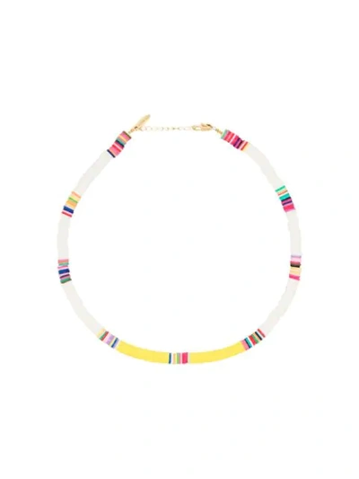 All The Must Gold-plated Heishi Beaded Necklace In White