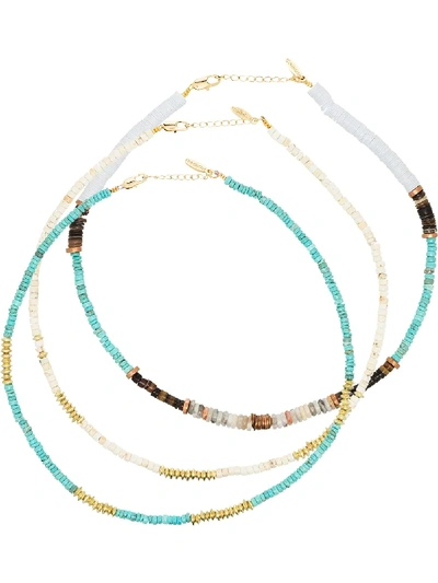 All The Must Gold-plated Heishi Beaded Necklace Set In White