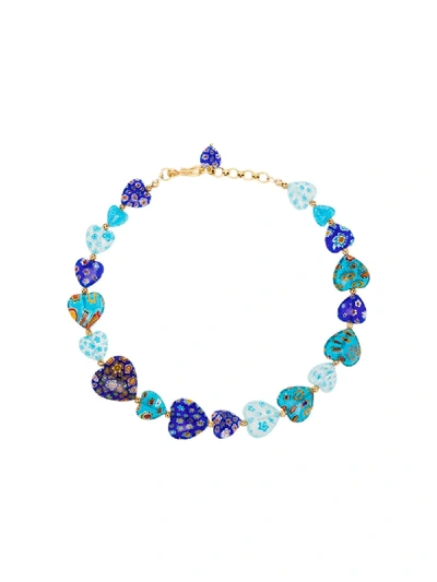 Brinker & Eliza Higher Love Gold-tone Beaded Necklace In Blue