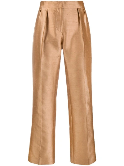 Max Mara Shiny Cropped Trousers In Neutrals