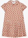 Burberry Girl's Lenka Monogram Print Silk Twill Dress In Red