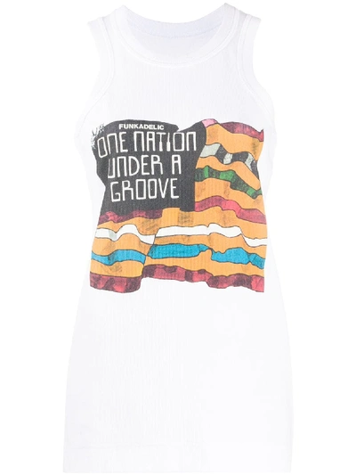 Sacai One Nation Longline Tank Top In White