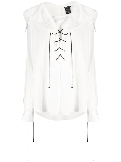 Ann Demeulemeester Lattice Front Tunic In White