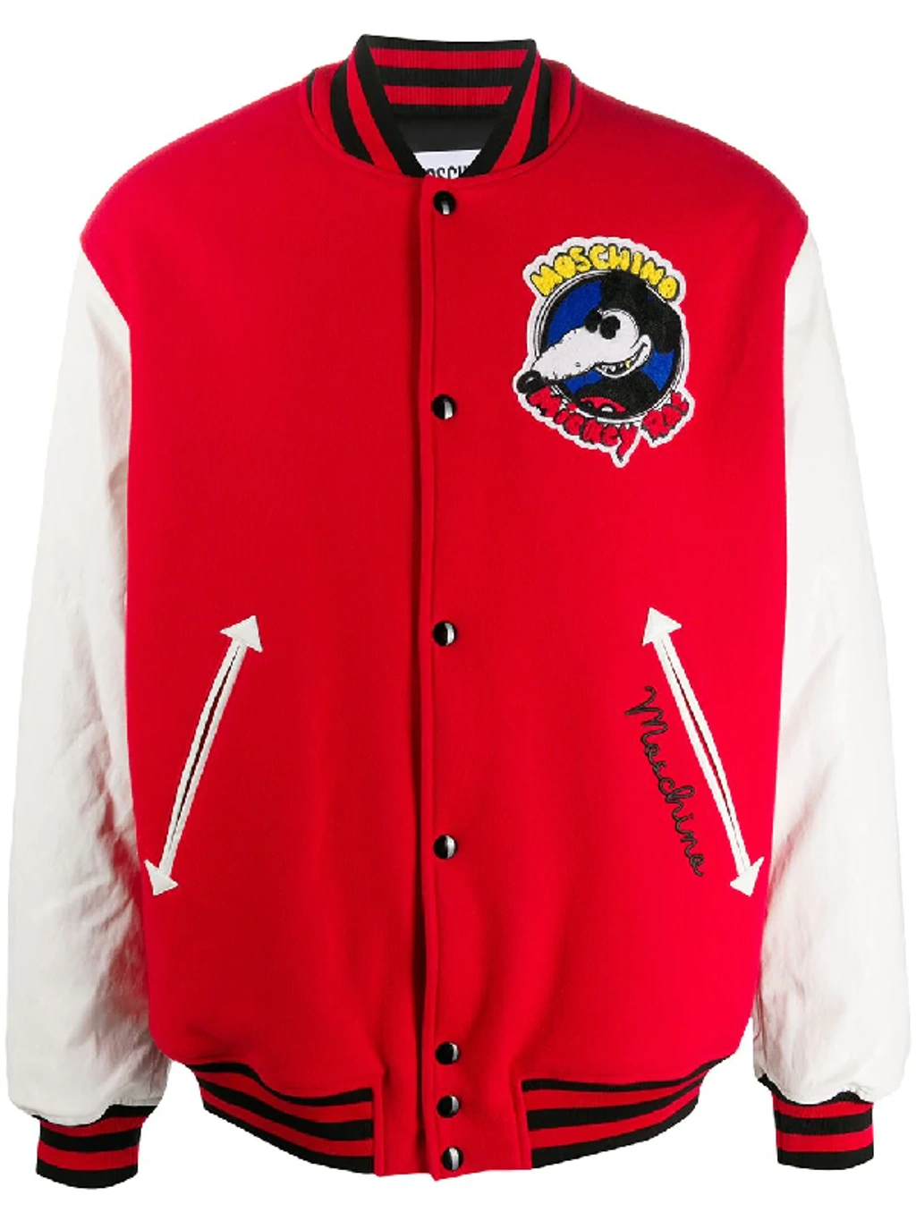 Moschino Mickey Rat Patch Bomber Jacket In Red | ModeSens