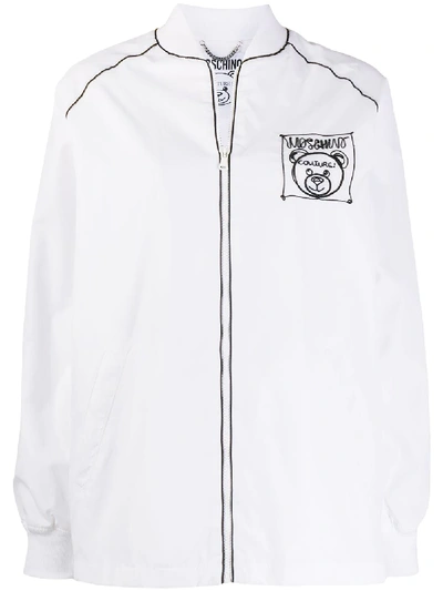 Moschino Cornely-embroidered Bomber Jacket In White