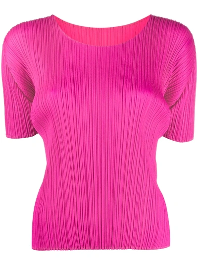 Issey Miyake Pleated Top In Pink