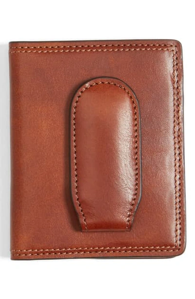 Bosca Leather Front Pocket Money Clip Wallet In Amber