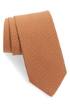 Ferragamo Lampo Gancini Pattern Silk Tie In Arancio