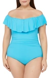 LA BLANCA OFF THE SHOULDER ONE-PIECE SWIMSUIT,LB0IG11W