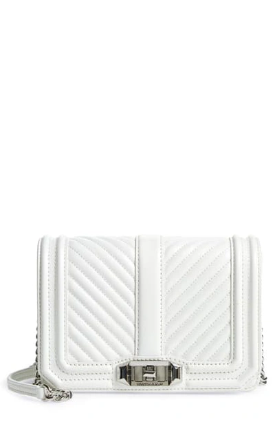 Rebecca Minkoff Small Love Chevron Quilted Leather Crossbody Bag In Optic White