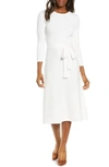 Eliza J Fit & Flare Sweater Dress In Ivory