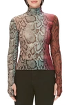 Afrm Zadie Semi Sheer Turtleneck In Snake Ombre