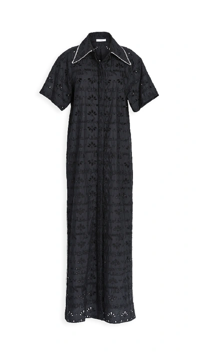 Area Crystal Trimmed Tunic Dress In Black