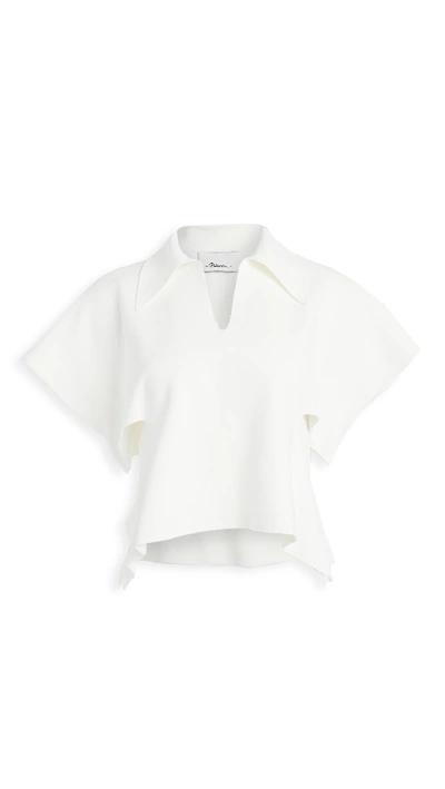 3.1 Phillip Lim / フィリップ リム Short Sleeve Polo Sweater With Side Cutout In Ivory