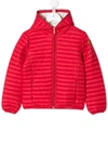 Save The Duck Teen Quilted Hooded Jacket In Red