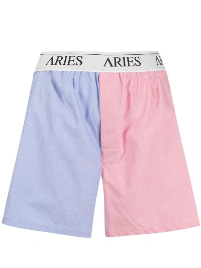 Aries Bi-colour Boxer Shorts In Blue