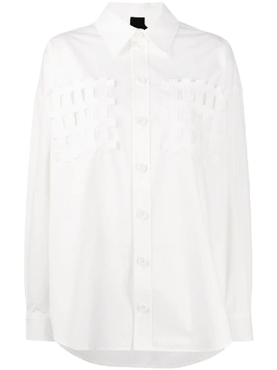 Bernhard Willhelm Grid Appliqués Oversized Shirt In White