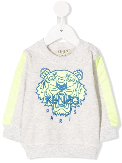 Kenzo Babies' Tiger Logo Embroidered Sweatshirt In Grey