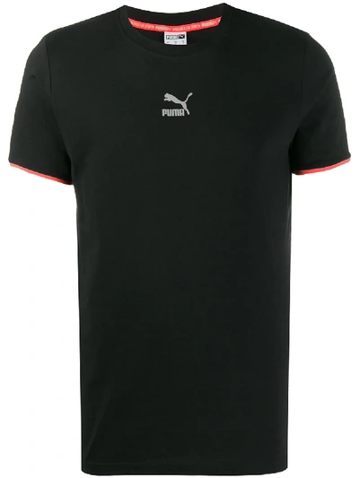 Puma Logo Print T-shirt In Black
