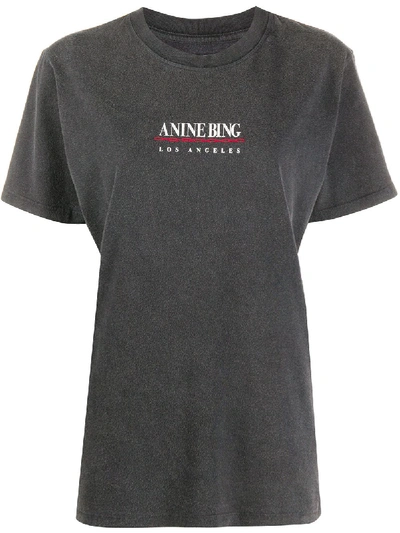 Anine Bing Lili Cotton Logo T-shirt In Black
