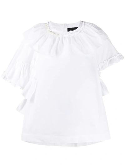 Simone Rocha T-shirt Mit Rüschen In White