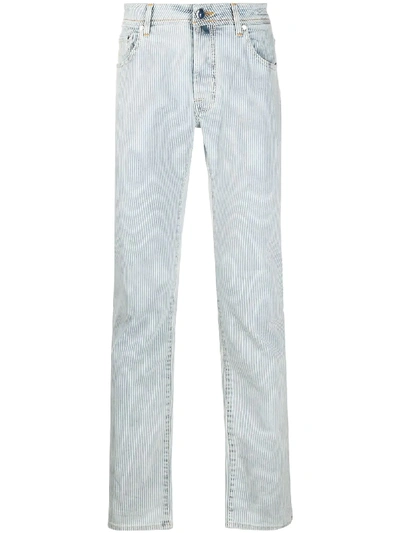 Jacob Cohen Striped Print Jeans In White