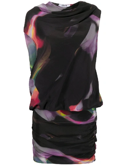 Pre-owned Moschino Abstract Print Mini Dress In Black
