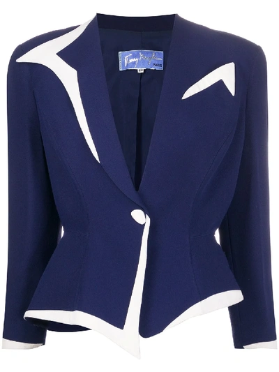 Pre-owned Mugler One Button Jacket In Blue
