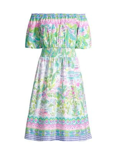 Lilly Pulitzer Women's Camille Off-the-shoulder Floral Dress In Multi Island Hopping Engineered Dress