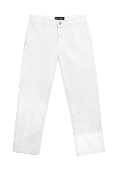 Mr & Mrs Italy White Lace Boyfriend Trousers For Woman In Off White/white