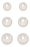 LILY NILY 3-PAIR PEARL STUD EARRINGS,S-209