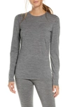 Icebreaker Oasis Long Sleeve Merino Wool Base Layer Tee In Gritstone Hthr