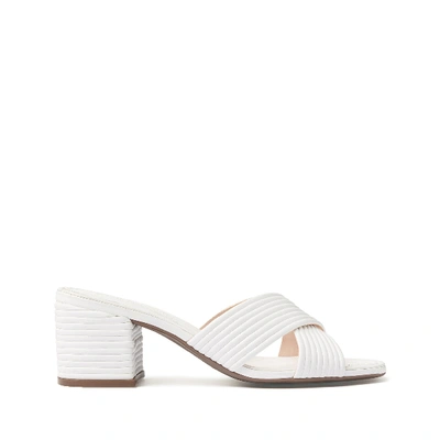 Schutz Ana Kate Ribbed Leather Mules In White