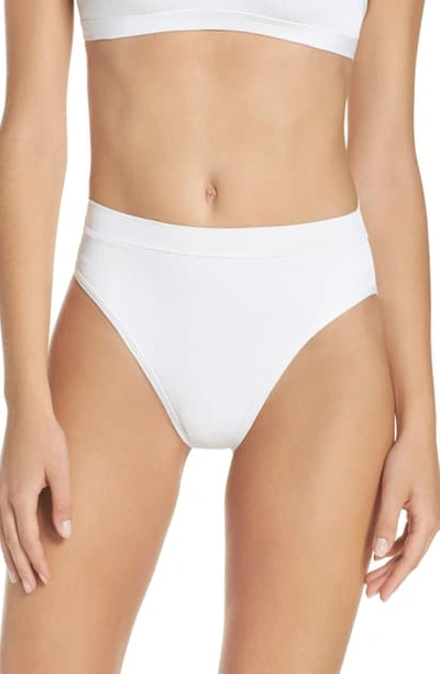 L*space French Cut High Waist Textured Swim Bottoms In White