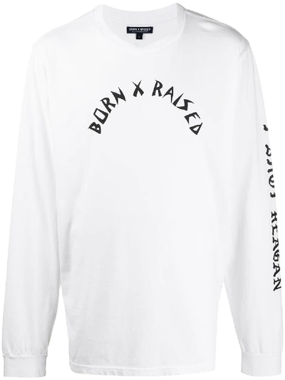 Bornxraised The Gipper Long-sleeved T-shirt In White