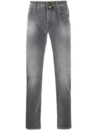 Jacob Cohen Comfort Fit Straight-leg Distressed Jeans In Grey