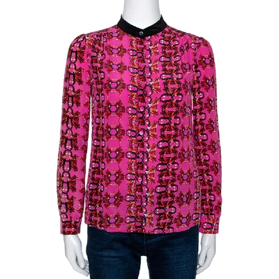 Pre-owned M Missoni Pink Printed Silk Button Front Shirt S