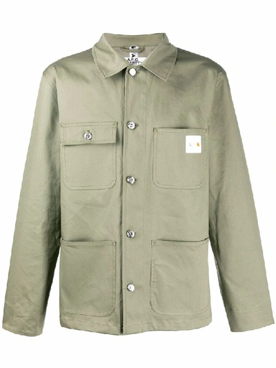 Apc . Men's Coebsh02613jaa Green Cotton Jacket