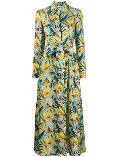 813 Floral-print Belted Shirt Dress In Green