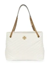 Tory Burch Kira Chevron Leather Tote In New Ivory