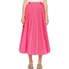 Valentino Nylon Canvas Midi Skirt W/side Bow In R87 Pink
